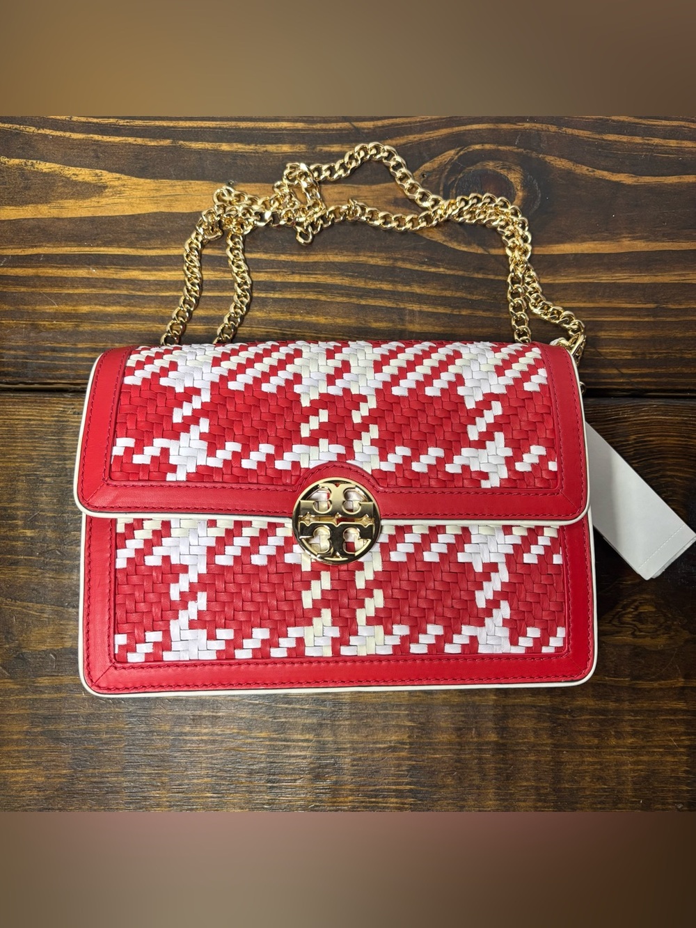 Tory Burch Duet Chain Woven Convertible Shoulder Bag NWT